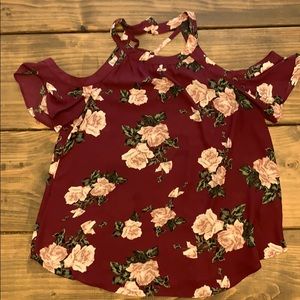 Cute maroon floral off the shoulder